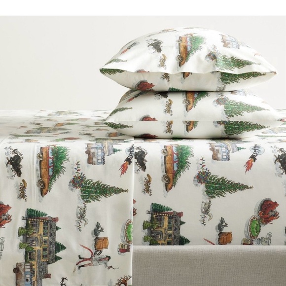 Pottery Barn National Lampoon Christmas Vacation Holiday Sheet Set KING SIZE